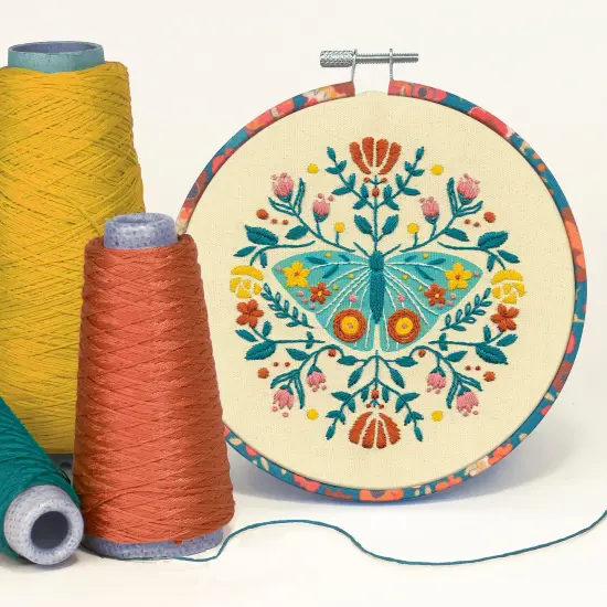 Dimensions 72-76313 Floral Moth Needlepoint Embroidery Kit for Adults, 6" D, Multicolor, 5pcs {3}