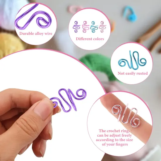 4Pcs Crochet Ring + 120Pcs Stitch Markers Adjustable Crochet Tension Rings for Finger Handmade Open Yarn Guide Crocheting Rings Knitting Accessories with Box,The Ideal Aid to Crochet Supplies {6}