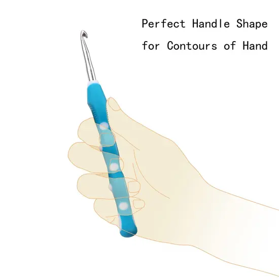 KOKNIT 9 Size Crochet Hooks Set, 2mm-6mm Large Ergonomic Grip Soft Handles and Aluminum Knitting Needles for Beginners {4}