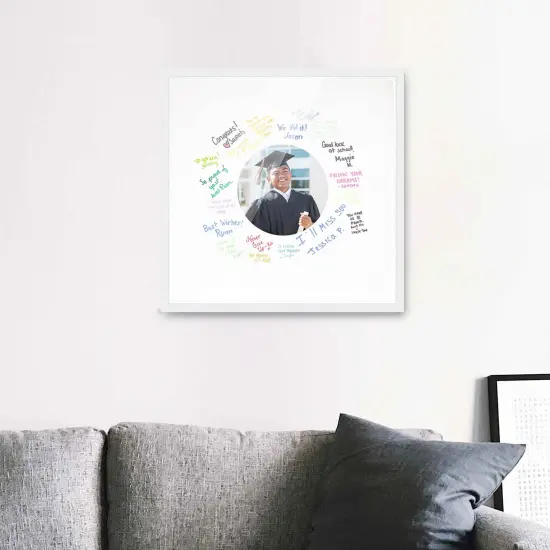 Autograph White Wood Frame with Circle White Mat - Perfect for Event Signatures, Full-Color Pen Set Included - 3 Sizes Available {5}