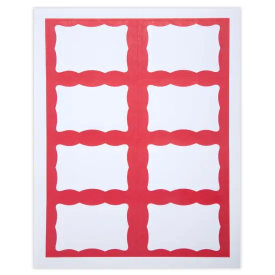 Adhesive Badges, Red Border, Pack of 200 {1}
