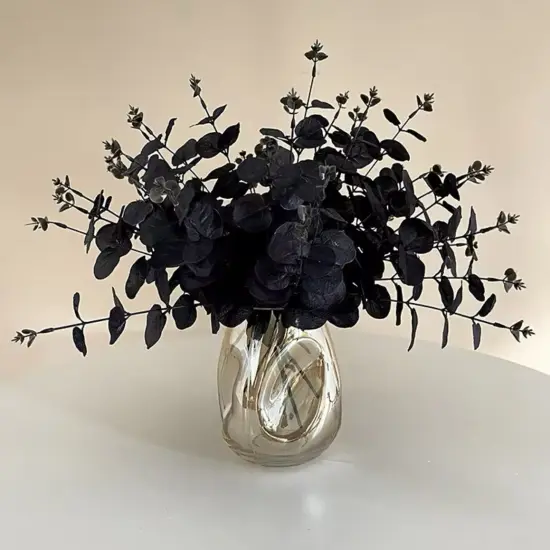 Artificial Black Eucalyptus Stems for Home Halloween Farmhouse Decor Faux Eucalyptus Leaves Branches Gothic Bathroom {1}