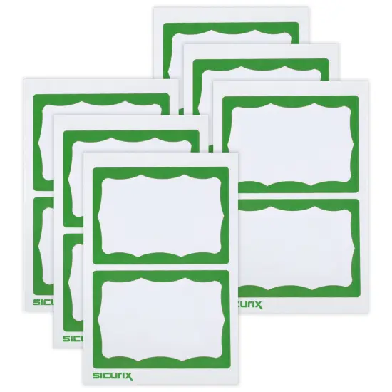 Adhesive Badges, Green Border, 100 Per Pack, 6 Packs {1}