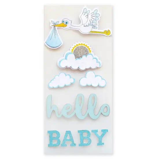 Pack of 3 - Little Birdie Storks Embellishment 9/Pkg-Hello Baby Blue {3}