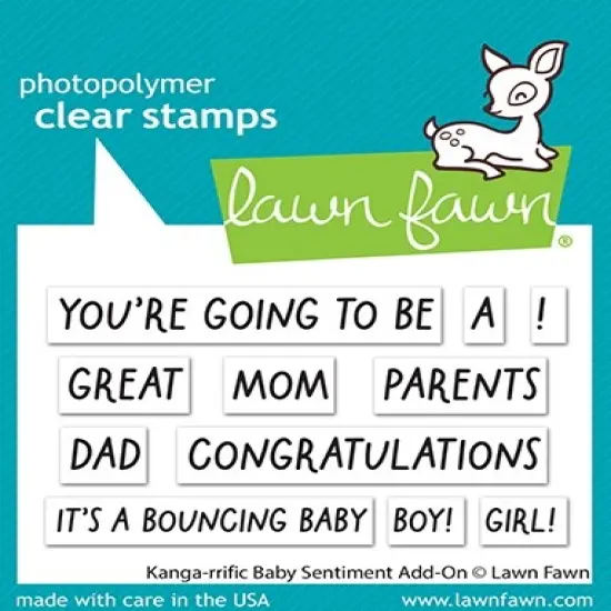 Lawn Fawn Clear Stamps 3"X2"-Kanga-rrific Baby Sentiment Add-On {2}