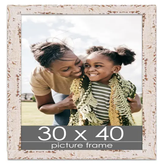 Shabby Chic White Picture Frame - UV Acrylic, Foam Board Backing, Hanging Hardware {1}