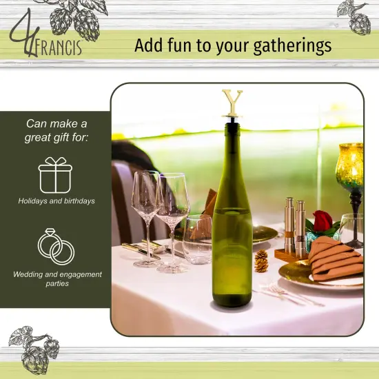 Reusable Wine Cork Bottle Wine Stopper Top Closer Seal with Brass Letter {5}