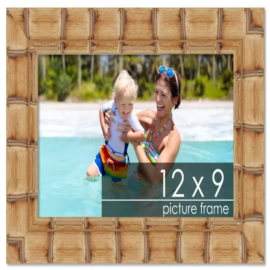 12x9 Wide Bamboo Picture Frame with UV-Resistant Acrylic & Acid Free Backing, Available in4 Finishes - Brown, Black, Silver, and Natural {1}
