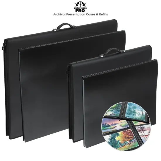 Picturesque Pro Presentation Case and Refill Books- Professional Art Portfolio Folder for Artwork - Zippered Case Archival Storage Solution - Removable Spiral-Bound Refill Books of 20 Clear Sleeves {2}