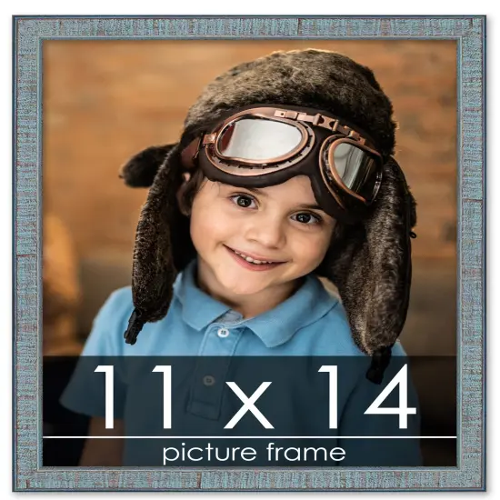 Photo Size Textured Blue Picture Frame - UV Acrylic, Foam Board Backing, Hanging Hardware {1}