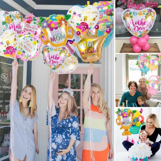 Happy Mother’s Day Balloons, 12Pcs Premium Aluminum Foil Mothers Day Balloons, Large Size Best Mom Day Heart Balloons for Mother's Day Party Birthday Decorations Supplies {5}