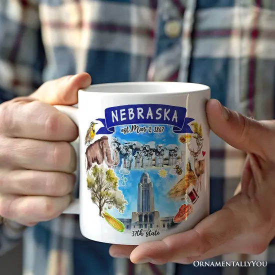 Artistic Nebraska State Themes and Landmarks Mug {2}