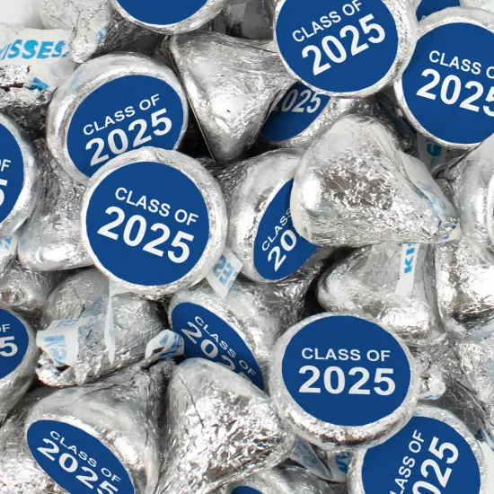 85 Pcs Blue Graduation Candy Hershey's Kisses Milk Chocolate Class of 2025 Party Favors (13.6oz, Approx. 85 Pcs) {1}