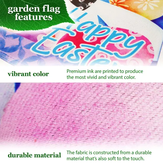 G128 Combo Pack Garden Flag Stand Black 36x16IN & Garden Flag Happy Easter Bunny Tulips Printed 12x18IN Double Sided Yard Garden Lawn Decoration {3}