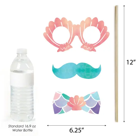 Big Dot of Happiness Mermaid Photo Booth Props Kit, Under the Sea Mermaid Birthday Party Supplies - 20 Count Selfie Prop Sticks {6}