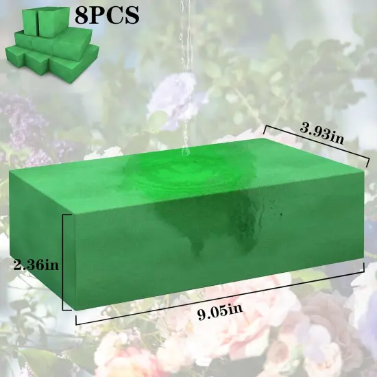 Pack of 4 Large Size Floral Foam Blocks for Fresh and Artificial Flowers (9&rdquo; L x 4&rdquo; W), Wet Florist Foam Blocks for Wedding Holiday Decorations (4 Pack) {2}