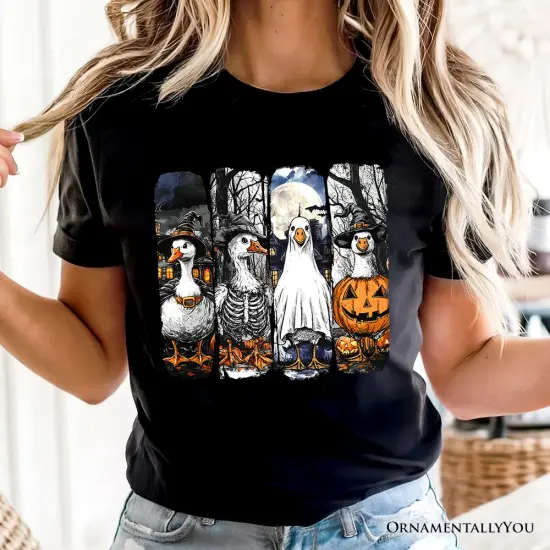 Halloween Goose in Costume T-Shirt, Spooky Fall Geese Tee for Bird Enjoyers {2}