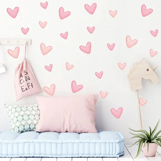 80pcs Pink Heart Shape Wall Decals {1}