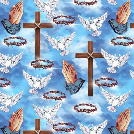 Holy Prayers for Peace Anti-Pill Premium No-Sew Throw Fleece Fabric Kit (72x60) {5}