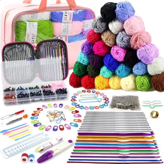 336Pcs Crochet Kit for Beginners, 1500 Yards 30 Colors Yarn for Crocheting, 30Pcs Crochet Hooks {1}