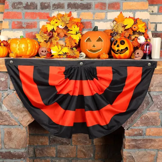 4 Pcs 3 x 1.5 ft Halloween Flag Bunting Half Fan {4}