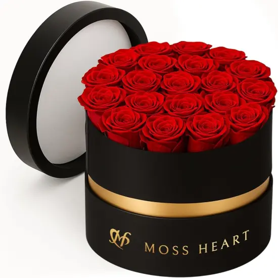 20 Preserved Roses, Forever Flowers for Delivery in Designer Round-Shaped Box {1}