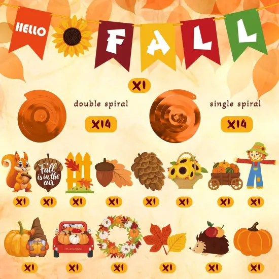 43 Pcs Fall Hanging Swirls Autumn Foil Swirls Spirals-Fall Party Decorations {3}