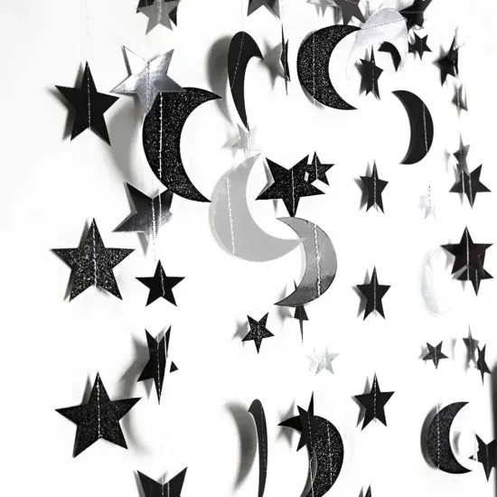 Black Silver Moon Decoration Star and Gothic Decor {2}