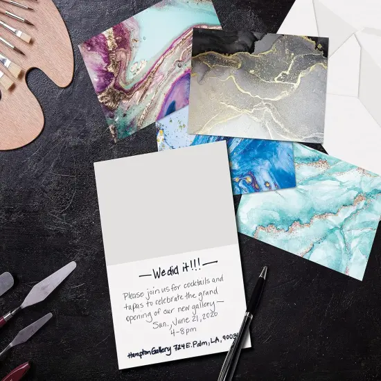 50-Pack All Occasion Greeting Cards, Marble Natural Stone Designs, Assorted Blank Note Cards/Envelopes, High Gloss Finish, 4 x 6 inch, 6 Designs, Blank Inside {4}