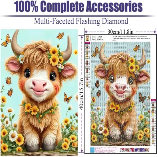 Cow 5D Diamond Painting Dots Art Kits 12 x16Inch {2}