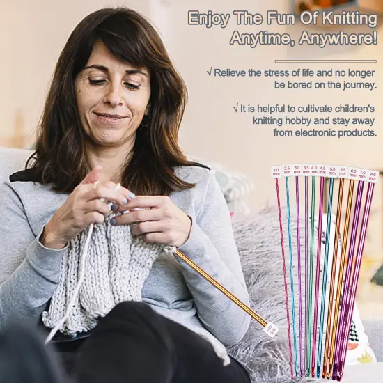 11pcs Tunisian Multicolor Afghan Crochet Needles {2}