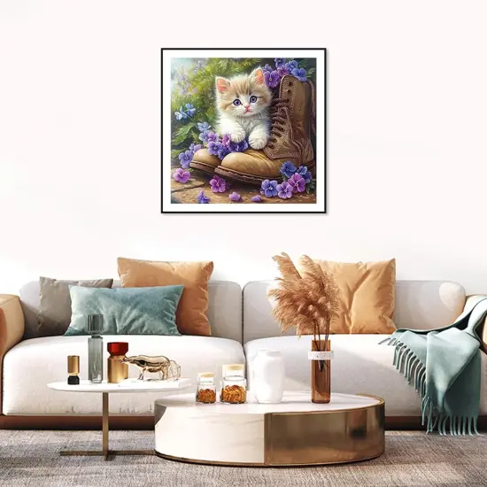 Diamond Art Painting Kits for Adults, Cat Diamond Art Kits for Beginners, 5D DIY Full Drill Gem Craft for Home Decor Gift 11.8x11.8inch, Animal {2}