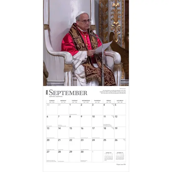 Pope Leo XIV | 2026 12 x 24 Inch (Hanging) Monthly Square Wall Calendar {4}