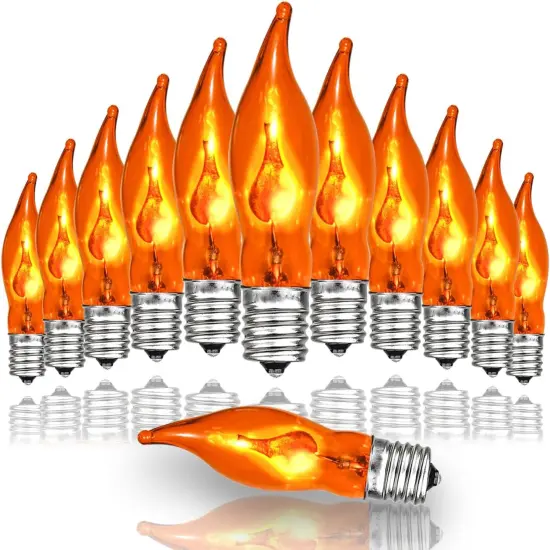 12 Count Halloween Flickering Flame Lights Bulbs {1}