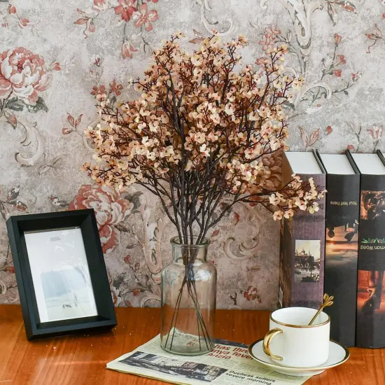 Artificial Baby&rsquo;s Breath Flowers Fall Centerpiece - Light Brown {4}