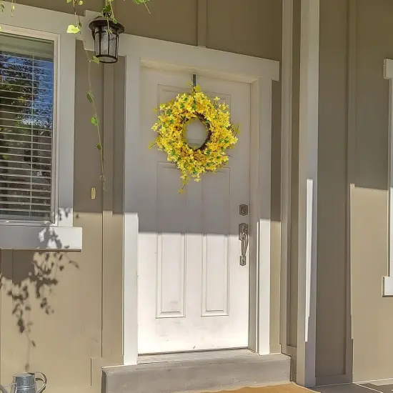 Forsythia Wreath for Front Door 18 Inch Yellow Spring Summer Artificial {4}