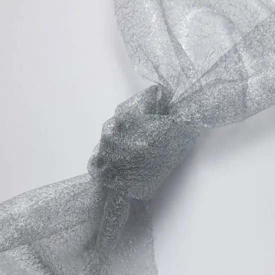 1 Yard Metallic Susumi Tulle Lace Fabric, 58/60&Prime; Wide 100% Polyester Gray {1}