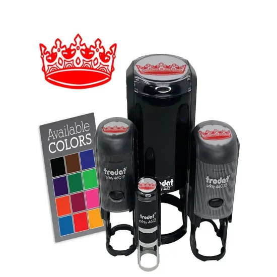 Elegant Crown Royalty King Queen Self-Inking Rubber Stamp Crafting Planners Red {7}