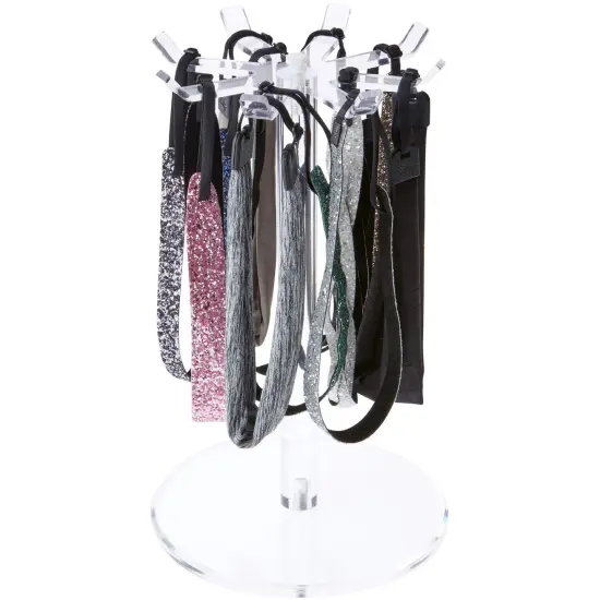 Plymor Clear Acrylic Rotating Necklace / Keychain Display Stand Holder, 13" H x 8" W x 8" D (Has 8 Hooks for Necklaces) {4}