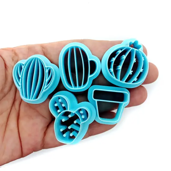 Cacti Clay Cutter Bundle, 4 Cactus Shapes & Pot, Adorabilities {1}