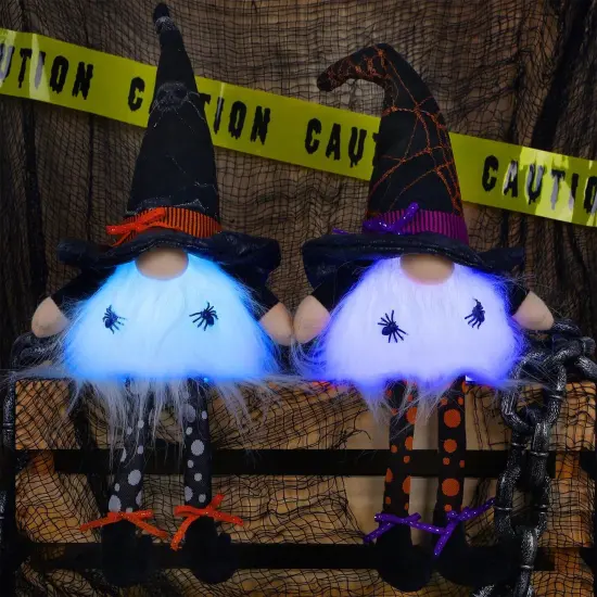 2 Pack Halloween Lighted Plush Gnomes Tabletop Decorations {3}