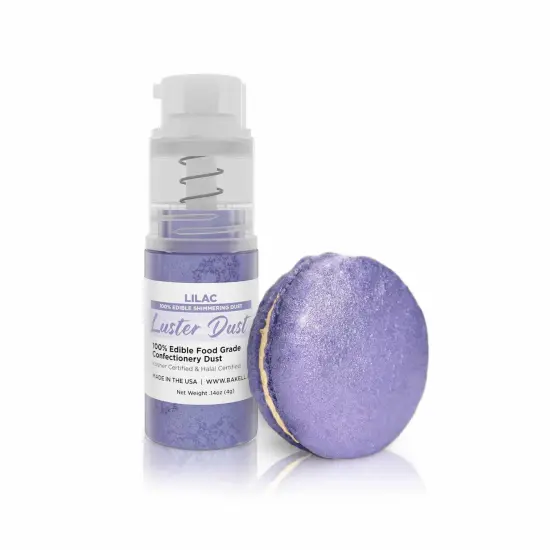 Bakell - Lilac Purple Luster Dust (4g, 1x Pump) Edible Vegan Dust & Paint for Baking, Desserts and Beverages {1}