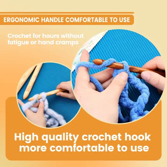 16 Pieces Wooden Crochet Hooks, 3 to 30 mm in Diameters Handle Crochet Hook Knitting Crochet Needles with 10 pcs Knitting Stitch Markers for Handcraft Crocheting {3}