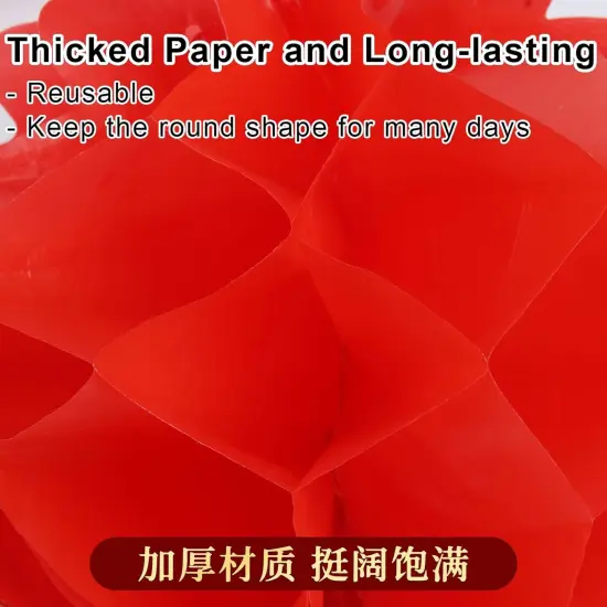 16 Pieces Lunar Chinese Round Hanging Red Paper Lanterns Decorations for 2025 New Year Spring Festival Party Decor - Wedding and Restaurant {4}