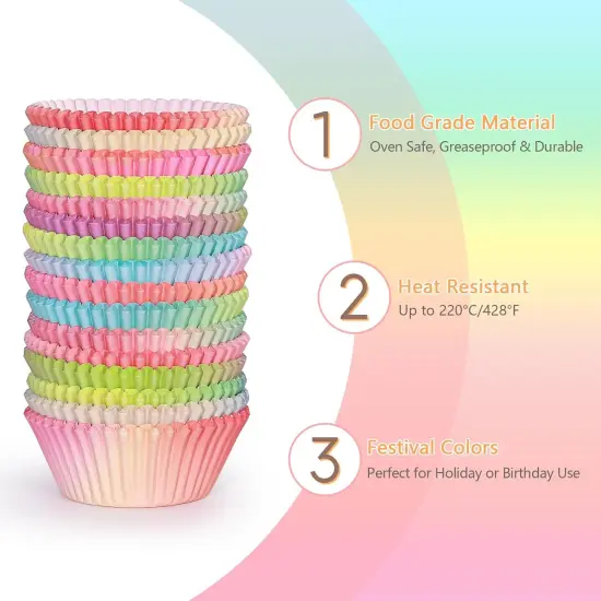 Standard Cupcake Liners 400 Count Colorful Paper Baking Cups Disposable Cupcake Wrappers for Wedding and Party Baking Supplies (Gradient Color) {5}