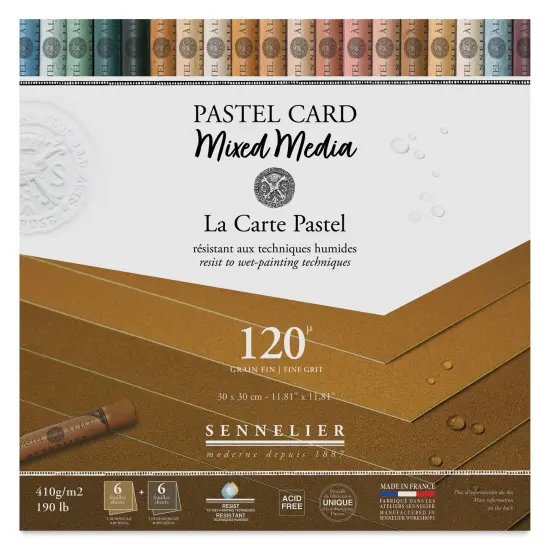 Sennelier La Carte Pastel Card Mixed Media Pad - Earth Tones, 12" x 12", 190 lb, 12 Sheets {1}