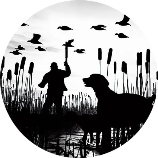 Duck Hunter with retriever dog #2 edible cake topper (8 Inch Round) {1}