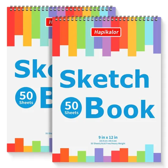 9" x 12" Sketch Book, 2-Pack 50 Sheets Spiral Bound Art Sketchbook, Acid Free Artist Drawing Book Paper, Art Supplies for Adults Kids, Craft Activities, Sketch Art Paper For Drawing Coloring Sketching {1}