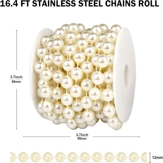 12MM Craft Pearl Beads String Spool Ivory Color Faux Pearl Strand Roll {3}