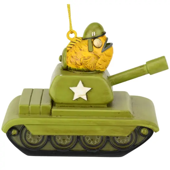 Tree Buddees Funny Fish Tank Christmas Ornament Goldfish Driving a Green Army Tank {4}